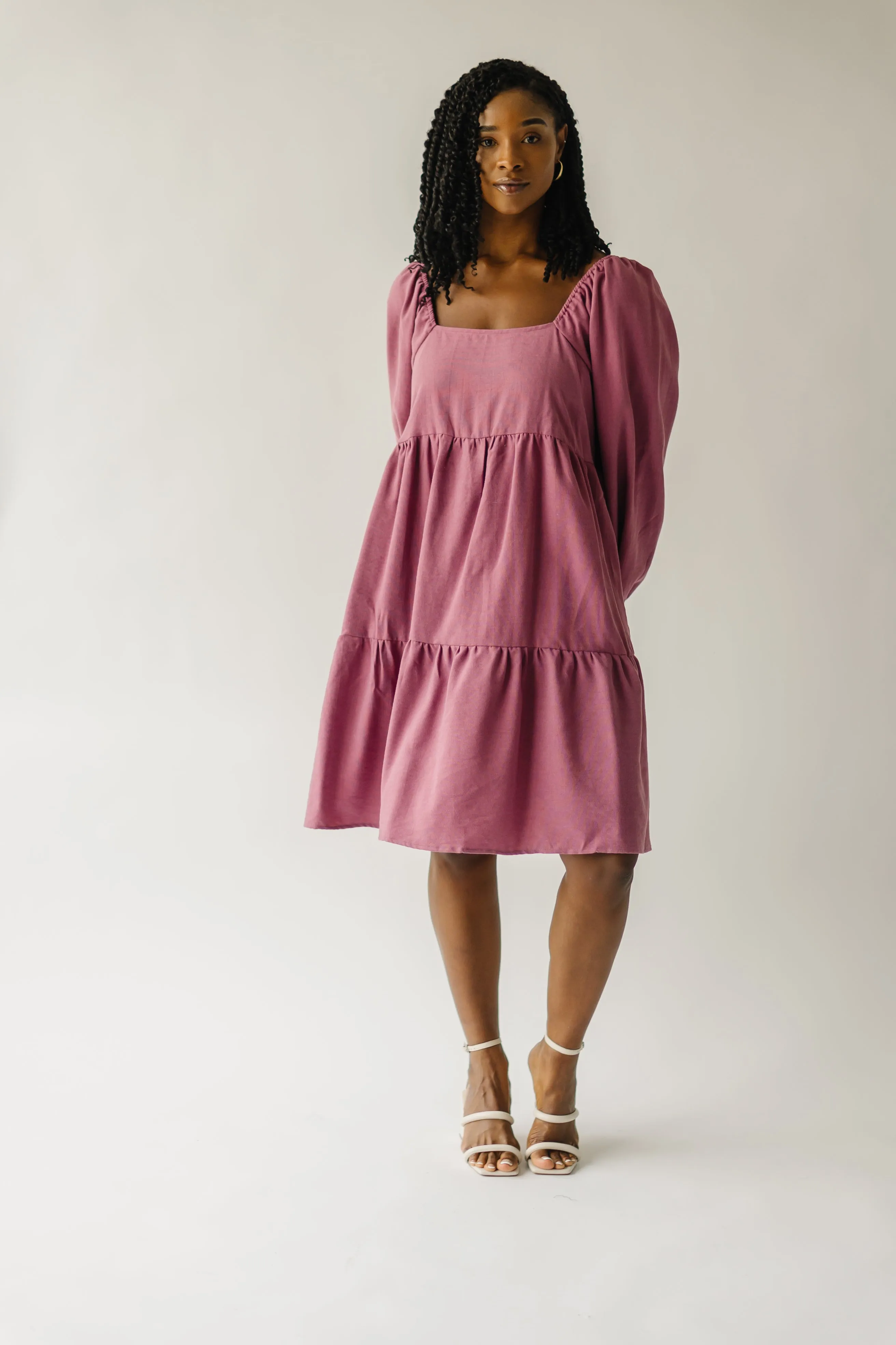 The Callahan Square Neck Dress in Mauve