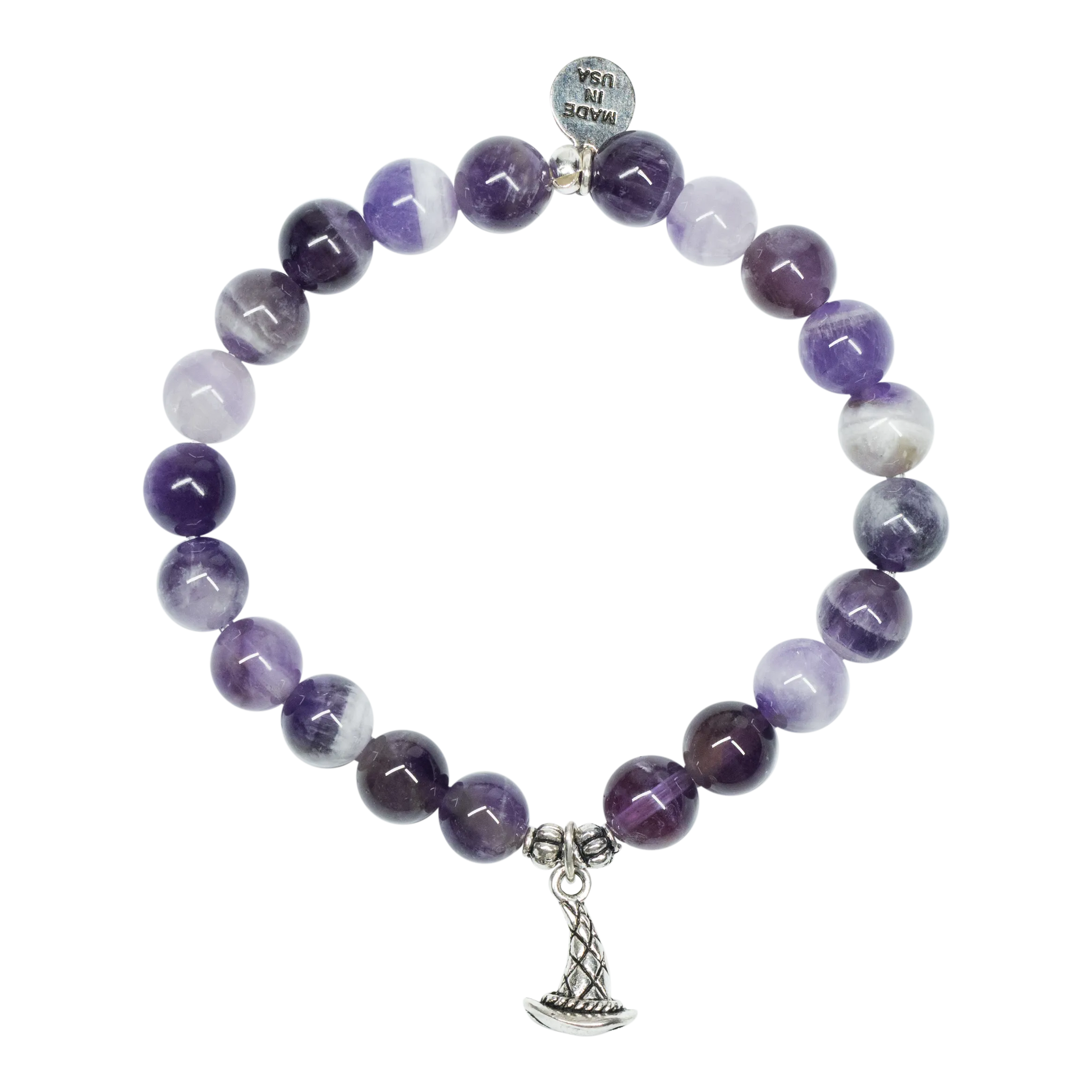 Witch Hat | Stone Beaded Charm Bracelet | Amethyst - Inspiration